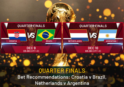 Bet Recommendations: Quarter-finals Croatia vs Brazil and Netherlands vs Argentina